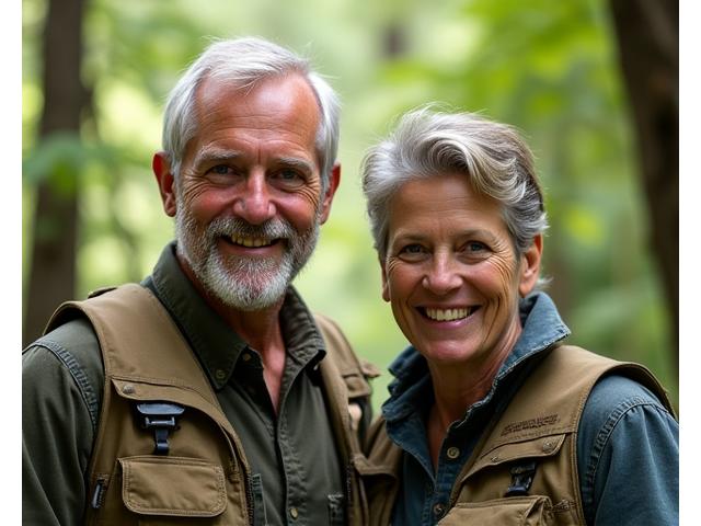 Dr. Alistair Finch and Dr. Elara Vance, Xenorivaltremos founders, in field gear smiling in front of a lush Oregon forest.