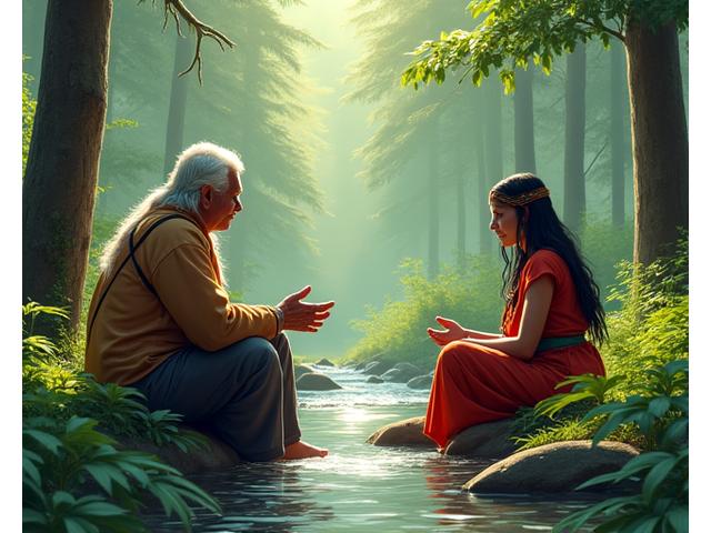 Indigenous Elders from Confederated Tribes of Warm Springs sharing wisdom in a natural setting