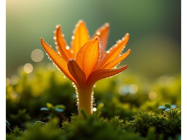 A macro shot of a rare Oregon native wildflower in its natural habitat, with emphasis on delicate plant photography.